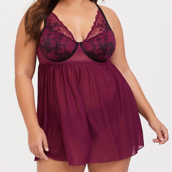 torrid Other - NWOT Torrid Wine Lace & Mesh Babydoll Size 3X
